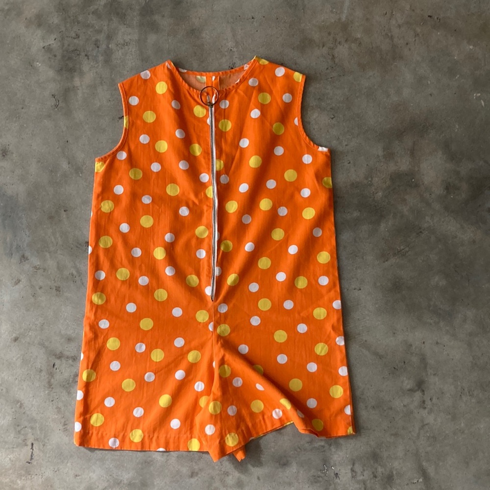 Vintage 1960s polka dot romper jumpsuit overalls